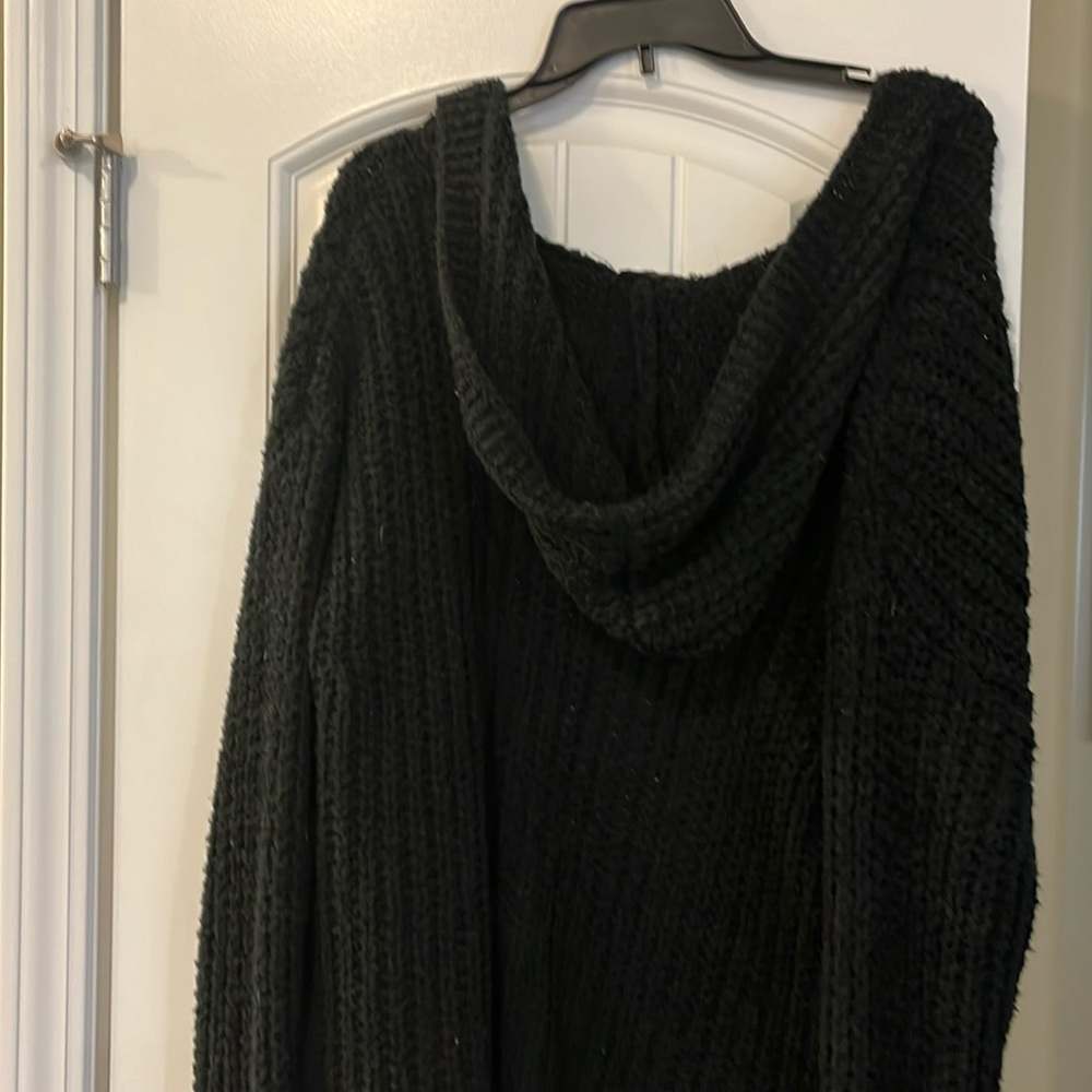 Black cardigan, hooded, one size
